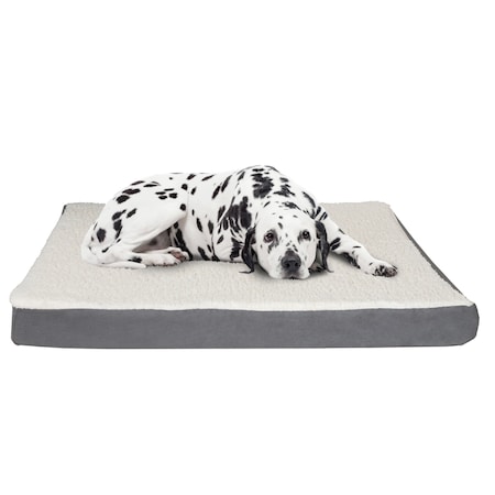 Pet Adobe Memory Orthopedic Foam Dog Bed- Sherpa Top and Removable Cover- 44.5x35x4.75, Gray 229022SBE